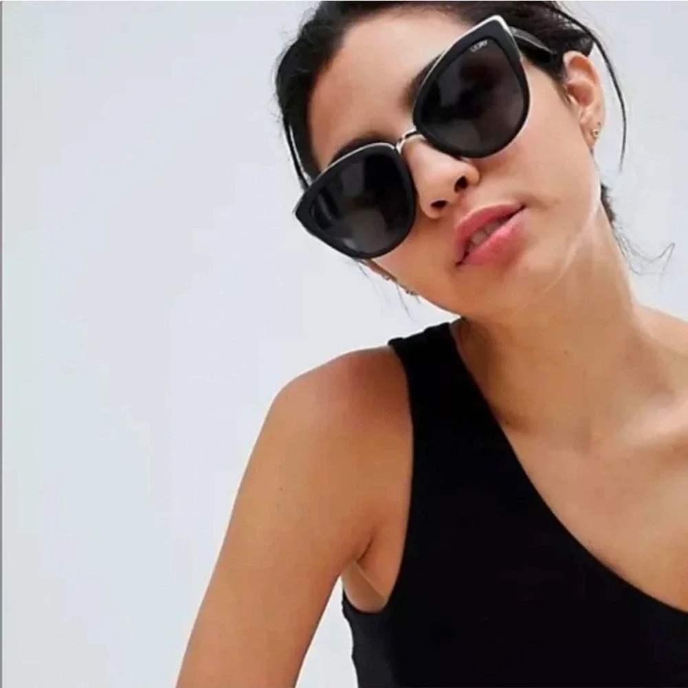 Quay Sunglasses Women OS Black My Girl Cat Eye Silver Trim